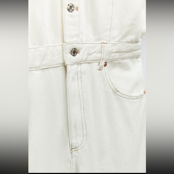 LONG DENIM JUMPSUIT - OYSTER WHITE - Picture 9 of 10
